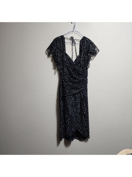 New Leaf Dresses & Skirts - Vintage New Leaf Vneck polka dots draped midi dress size 6